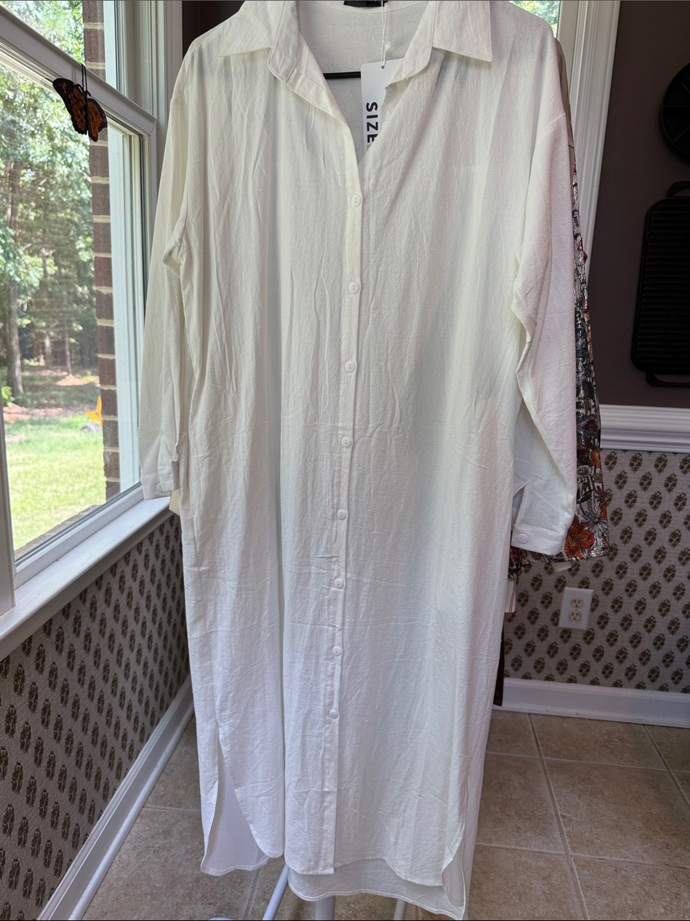 Classic White Button-Front Maxi Dress - Lightweight Shirt Dress 100% Cotton